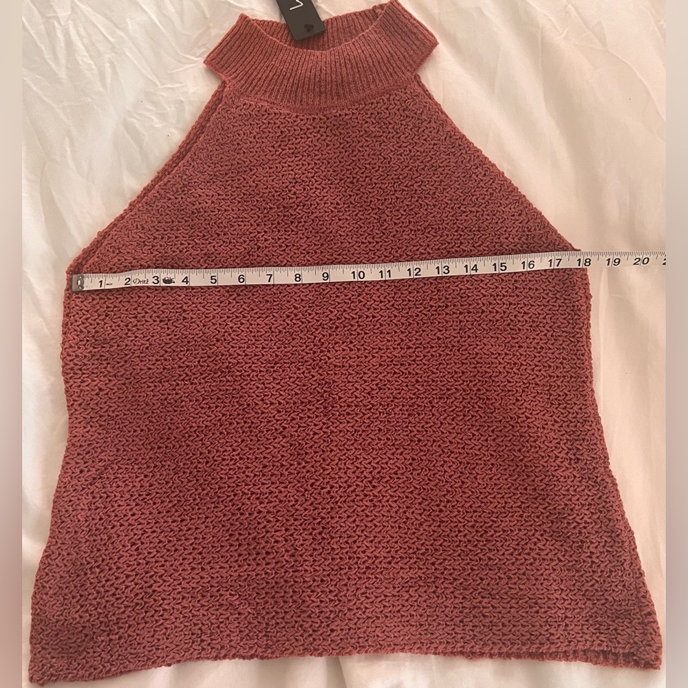 Loving Arms Rose Pink Loose Knit Sleeveless Mock Neck Top